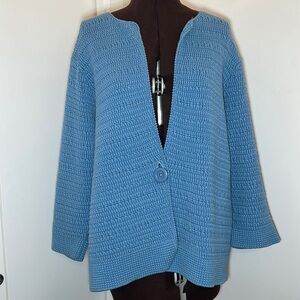 Knit Sweater Cardigan with One button and Low V Neck Loose Cotton Cardigan